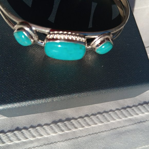 Jay King DTR mine finds 3 turquoise stone cuff bracelet 925 Sterling - Picture 6 of 12